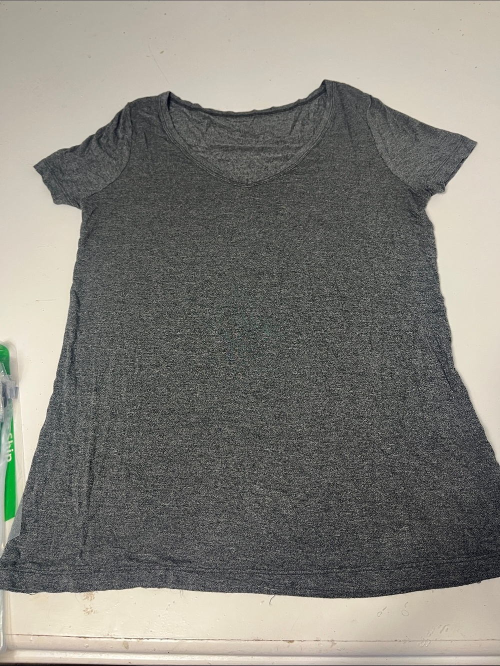 Merona Large Short Sleeve Grey V Neck Scoop Basic T Shirt